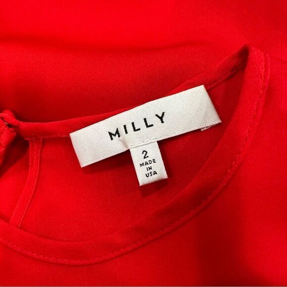 MILLY Red Silk Sleeveless Tank Blouse size 2 - Picture 3 of 7